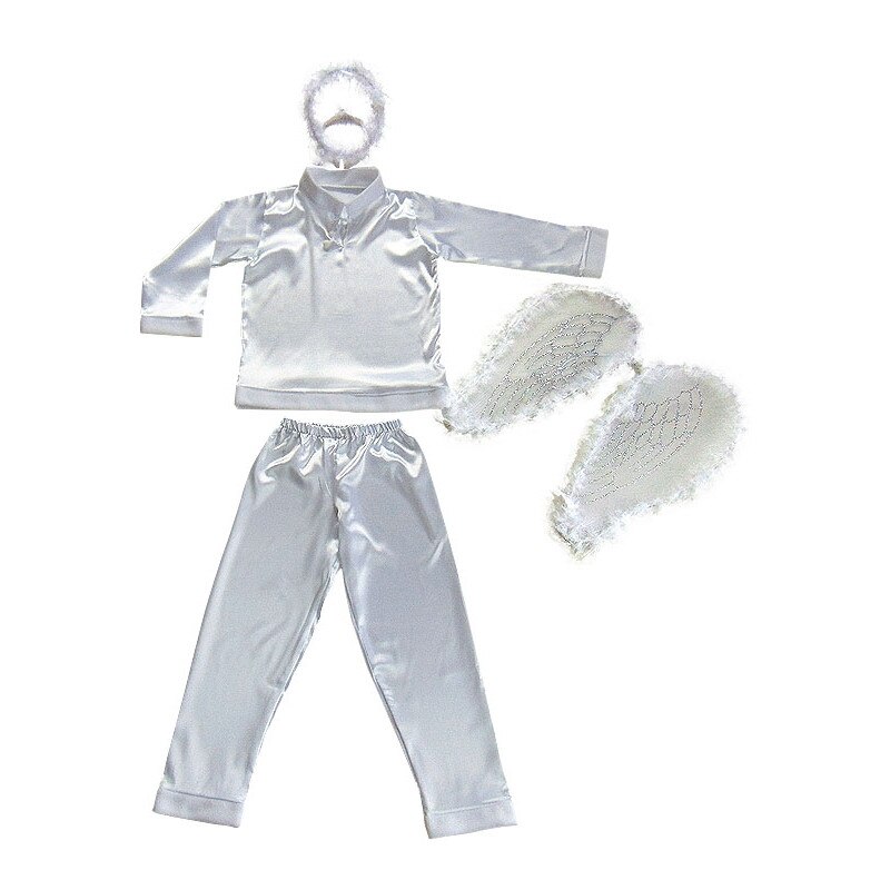 Costum baieti inger alb cu aripi, 4-5ani, Funny Party Shop